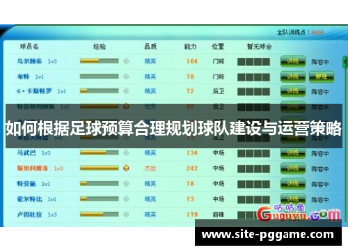 如何根据足球预算合理规划球队建设与运营策略