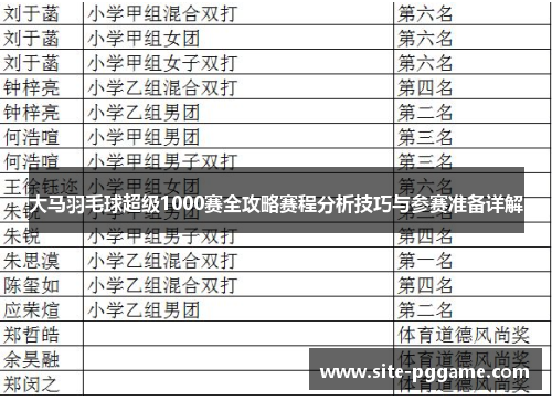 大马羽毛球超级1000赛全攻略赛程分析技巧与参赛准备详解